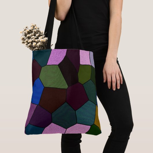 暗いモザイク トートバッグ (クローズアップ)