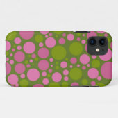 暗いモスグリーン及び暗いピンクの水玉模様 Case-Mate iPhoneケース (裏面(横))