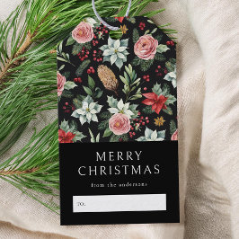 暗いモダンエレガントフローラ ギフトタグ