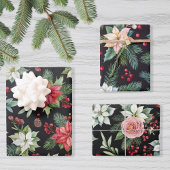 暗いモダンエレガントフローラ ラッピングペーパーシート