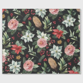 暗いモダンエレガントフローラ ラッピングペーパー (フラット)