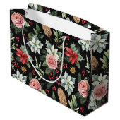 暗いモダンエレガントフローラ ラージペーパーバッグ (裏面アングル)