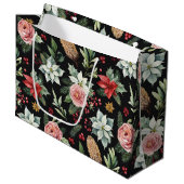 暗いモダンエレガントフローラ ラージペーパーバッグ (正面アングル)