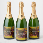 暗いモダンバラの金ゴールド水色 スパークリングワインラベル (ボトル)