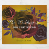 暗いモダンバラの金ゴールド水色 スパークリングワインラベル (シングルラベル)