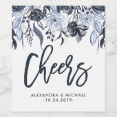 暗いモダンフローラの結婚色 |応援 ワインラベル (シングルラベル)