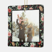 暗いモダンフローラエレガントクリスマス2写真 セラミックオーナメント (左)