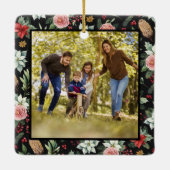 暗いモダンフローラエレガントクリスマス2写真 セラミックオーナメント (裏面)