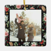 暗いモダンフローラエレガントクリスマス2写真 セラミックオーナメント (正面)