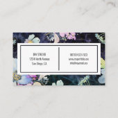 暗いモダンフローラ背景名刺 名刺 (裏面)