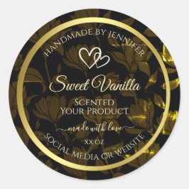 暗いモダン金ゴールドフローラ製品のパッケージラベル ラウンドシール