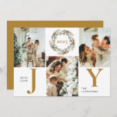 暗いモダン金ゴールド写真コラージュ喜びクリスマス シーズンカード (正面/裏面)