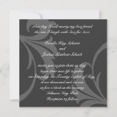 暗いモノグラムのティール（緑がかった色）のダマスク織の結婚式招待状 招待状 (裏面)