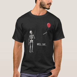 暗いユーモアのハロウィン スケルトンのバルーンを失くした Tシャツ