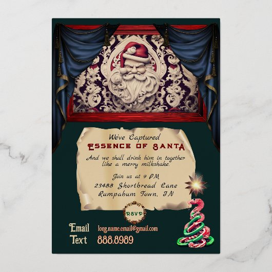 暗いライトクリスマスパーティー招待状 箔招待状 (裏面)