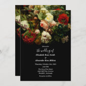 暗いロマンチックエレガントなムーディフローラの結婚花 招待状 (正面/裏面)