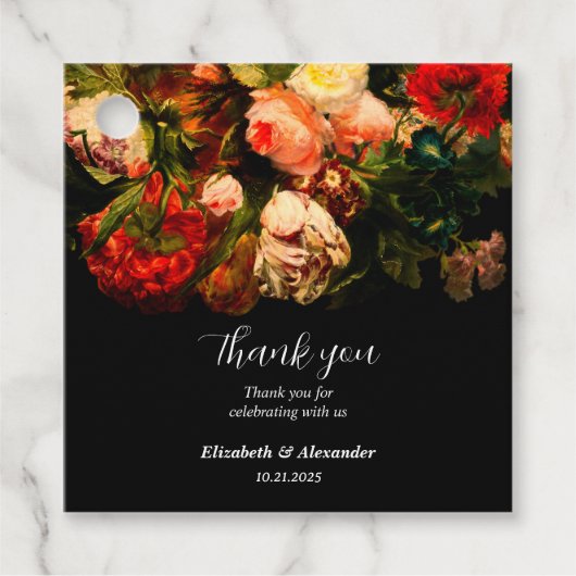 暗いロマンチックエレガントな不機嫌なフローラ結婚の フェイバータグ (正面)