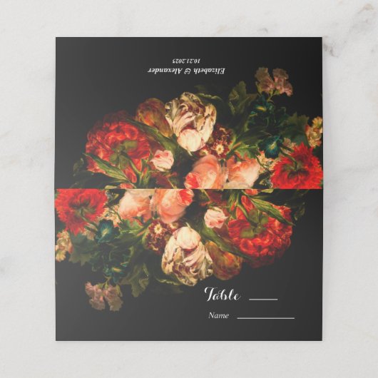 暗いロマンチックエレガントな不機嫌なフローラ結婚の プレイスカード (外部開封)