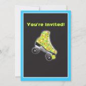 暗いローラーのスケートで滑るパーティの招待状で輝く 招待状 (裏面)