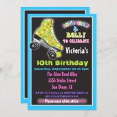 暗いローラーのスケートで滑るパーティの招待状で輝く 招待状 (正面/裏面)