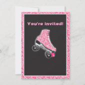 暗いローラーのスケートで滑るパーティの招待状で輝く 招待状 (裏面)