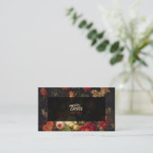 暗いヴィンテージの花の名刺の赤いピンク 名刺 (スタンド正面)