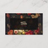 暗いヴィンテージの花の名刺の赤いピンク 名刺 (正面)