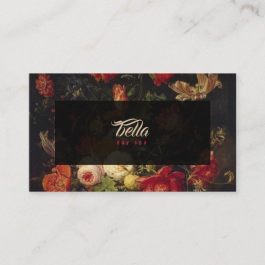 暗いヴィンテージの花の名刺の赤いピンク 名刺 (正面)