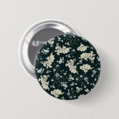 暗いヴィンテージの花の壁紙パターン 缶バッジ (正面&裏面)