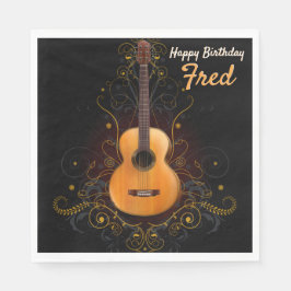 暗いヴィンテージアコースティックギタ男らしパーティー スタンダードランチョンナプキン