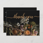 暗いヴィンテージオレンジフローラサンキューポストカ ポストカード (正面/裏面)