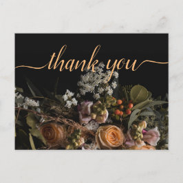 暗いヴィンテージオレンジフローラサンキューポストカ ポストカード