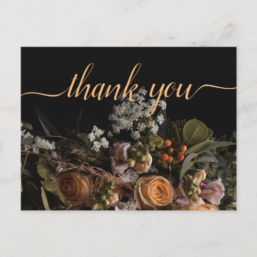 暗いヴィンテージオレンジフローラサンキューポストカ ポストカード (正面)