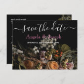 暗いヴィンテージオレンジ色のフローラ日付を保存 案内ポストカード (正面/裏面)