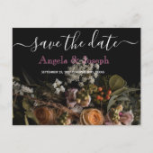 暗いヴィンテージオレンジ色のフローラ日付を保存 案内ポストカード (正面)