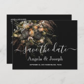 暗いヴィンテージオレンジ色のフローラ日付アンを保存 案内ポストカード (正面/裏面)