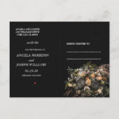 暗いヴィンテージオレンジ色のフローラ日付アンを保存 案内ポストカード (裏面)