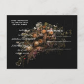 暗いヴィンテージオレンジ色のフローラ日付アンを保存 案内ポストカード (裏面)