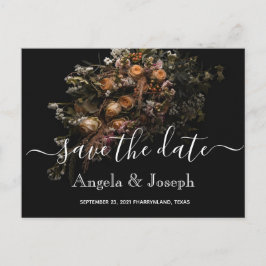 暗いヴィンテージオレンジ色のフローラ日付アンを保存 案内ポストカード