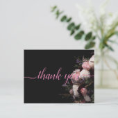 暗いヴィンテージバーガンディフローラありがとうポスト ポストカード (スタンド正面)