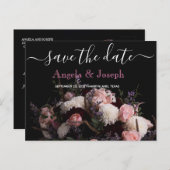 暗いヴィンテージバーガンディフローラ日付Aを保存 案内ポストカード (正面/裏面)