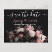 暗いヴィンテージバーガンディフローラ日付Aを保存 案内ポストカード (正面)