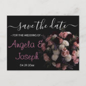 暗いヴィンテージバーガンディフローラ日付Aを保存 案内ポストカード (正面)