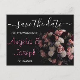 暗いヴィンテージバーガンディフローラ日付Aを保存 案内ポストカード