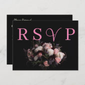暗いヴィンテージバーガンディフローラRSVP招待状 インビテーションポストカード (正面/裏面)