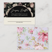 暗いヴィンテージフローラベビーシャワーおむつラッフル エンクロージャーカード (正面/裏面)