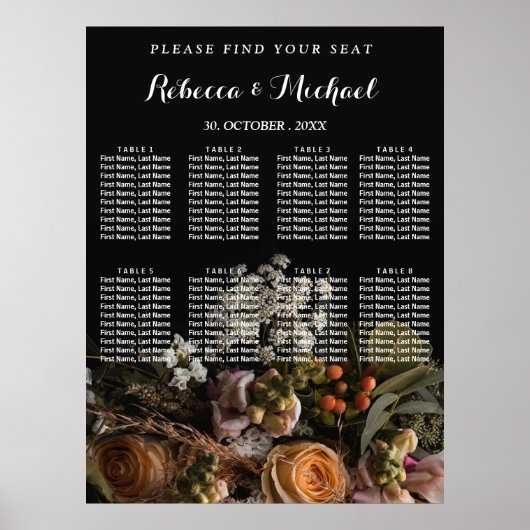 暗いヴィンテージフローラポスター ポスター (正面)