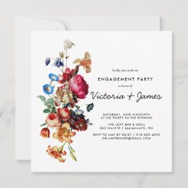 暗いヴィンテージフローラ婚約パーティ招待状 招待状