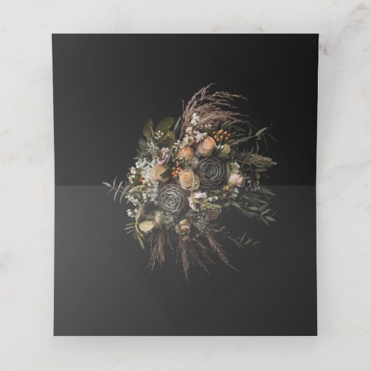 暗いヴィンテージフローラ座席表 プレイスカード (内部開封)