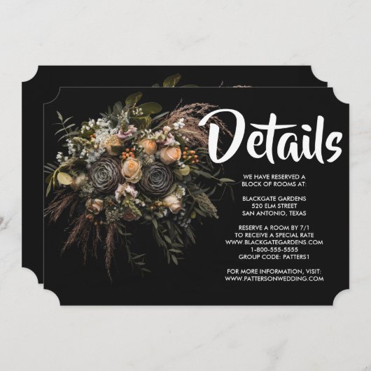 暗いヴィンテージフローラ招待状 招待状 (正面/裏面)